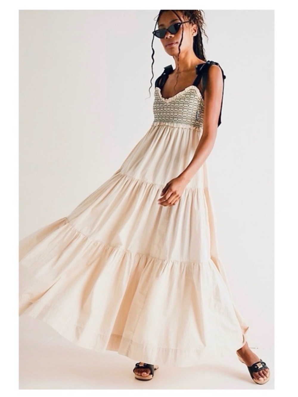 Free People Bluebell Patchwork Maxi Dress in Vacation Sand